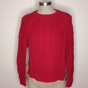 Gap Sweater Women's Sz Small Chunky Cable Knit Cotton Knit Button Red NWT